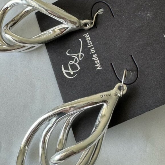 E&L Israel Sterling Silver Electroform Jungle Earrings 3” long - Picture 11 of 13